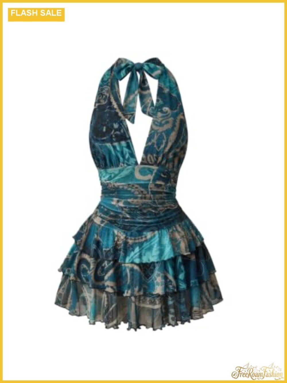 Plus Size Halter Mesh Mini Dress Y2K Animal Print Club Skort Backless